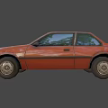 Vintage Orange Functional Car with Two Door Sedan Classic Exterior View