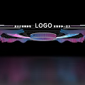 Exhibition Hall Ceiling Design With Curved Pink Blue Lighting For Shopping Mall