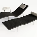 Modern Black Lounge Chairs With Wavy Design Marble Side Table And Cushions