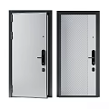 Modern Interior Doors Featuring White Panels Black Frames And Various Textured Patterns 3d model