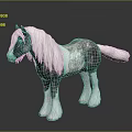 3D Rendered Standing Horse With Long White Mane Gray White Body And White Hooves