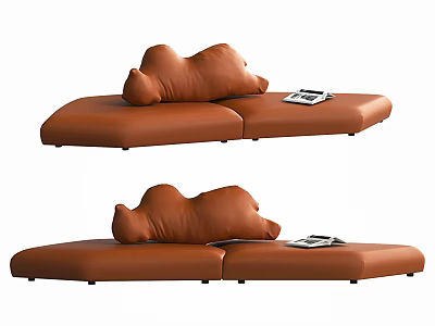 Modern Brown Sectional Sofa with Irregular Shaped Cushions and Magazine 3d model