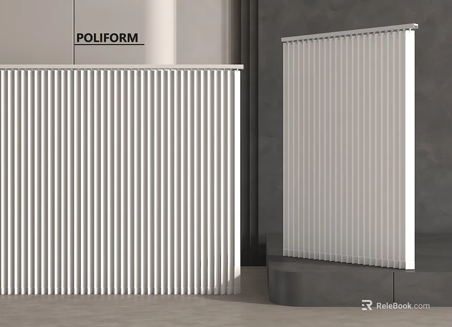 Modern Interior Design With POLIFORM Vertical Striped Sleek Curtains For Home 3d model 