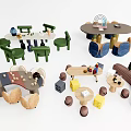 Modern Children's Table and Chair Children's Casual Table and Chair Game Table and Chair Small Low Stool 3d model