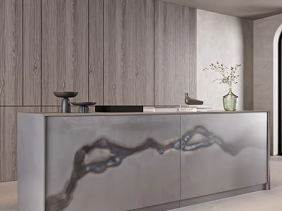 Elegant Kitchen Bar Counter With Sleek Design And Modern Decor Elements 3d model
