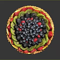 Fresh Fruit Tart with Buttery Crust Blueberries Blackberries Kiwis and Strawberries