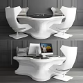 Modern White Play Equipment With Unique Table Design And Interactive Seats For Kids