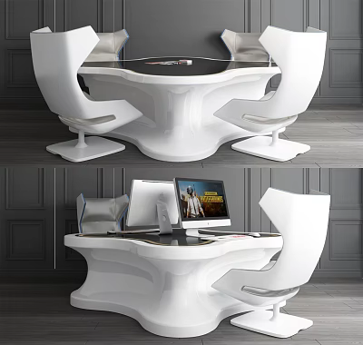 Modern White Play Equipment With Unique Table Design And Interactive Seats For Kids 3d model