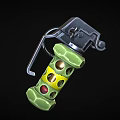 Tactical Grenade Weapon With Green Handle Silver Metal Ring And Colored Holes 3d model