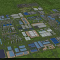 Aerial View of Industrial Factory Layout with Buildings Facilities and Green Areas