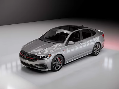Silver Modern Sedan With Two Tone Roof Sporty Wheels And Red Brake Calipers 3d model