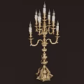 Vintage Golden Table Lamp With Ornate Carved Design And Multiple Candle Shaped Bulbs