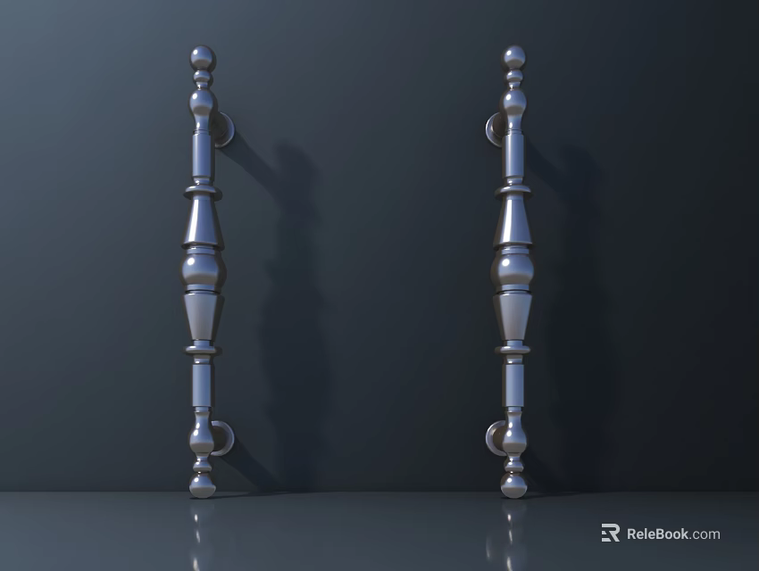 Decorative Metal Door Handles With Spherical Design Elements And Smooth Finish 3d model 