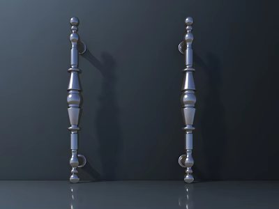 Decorative Metal Door Handles With Spherical Design Elements And Smooth Finish 3d model