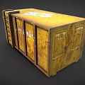 Rusty Yellow Industrial Container With Ladder And Worn Metal Surface Details