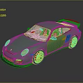 Glossy Light Green Sports Car Featuring Rear Spoiler Black Rims And Reflection