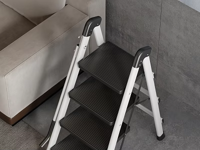 Indoor Folding Step Ladder Near Sofa In Living Room 3d model