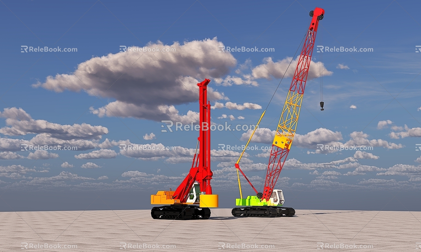 Rotary Excavator Crawler Crane Construction Machinery 3d model