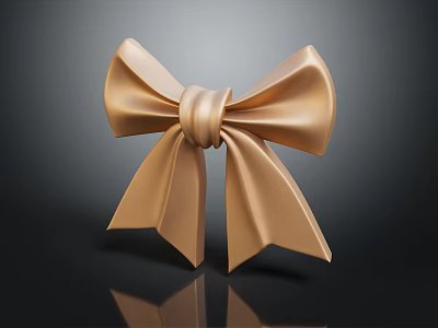 Elegant Golden Bow Decorative Ornament Set With Metallic Texture For Home Decor 3d model