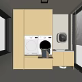Modern Laundry Room Interior With White Cabinets Washing Machine And Window 3d model