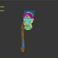 3D Rendered Woman With Long Black Braid Blue Collar Bindi And Silver Bracelets