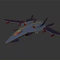 Blue Fighter Jet Model With Futuristic Streamlined Design And Red Cockpit