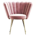 Pink Velvet Accent Chair With Scalloped Back And Gold Metal Legs