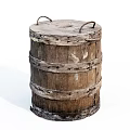 Rustic Vintage Wooden Barrel Decorative Ornament Set With Metal Handles