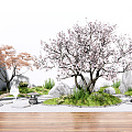 Japanese-style landscape sketch Kushan stone courtyard landscape 3d model