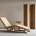 Wooden Lounge Chair In Modern Minimalist Interior With Tall Wood Pillars