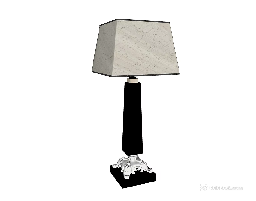 Elegant Table Lamp With Black Base White Decorative Stand And Textured Shade 3d model