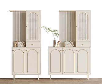 Cream wind partition shoe cabinet 3d model