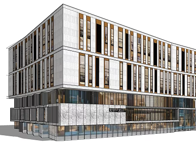 Modern Commercial Complex With Glass Facade And Multi Storey Retail Spaces 3d model