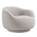 Modern Single Seater Sofa With Textured Fabric Curved Design Round Base And Multiple Colors