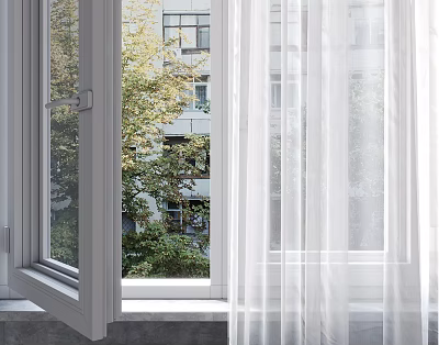 modern curtain translucent gauze curtain 3d model