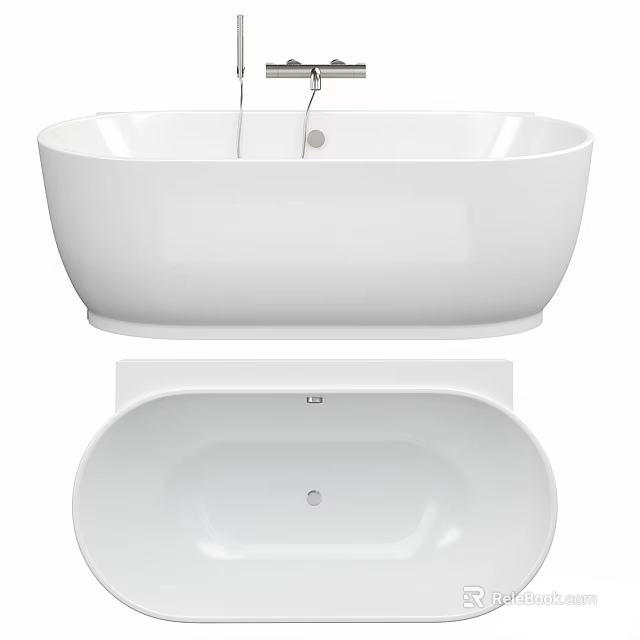 White Freestanding Bathtub With Modern Design Sleek Surface And Chrome Faucet 3d model 