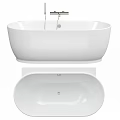 White Freestanding Bathtub With Modern Design Sleek Surface And Chrome Faucet