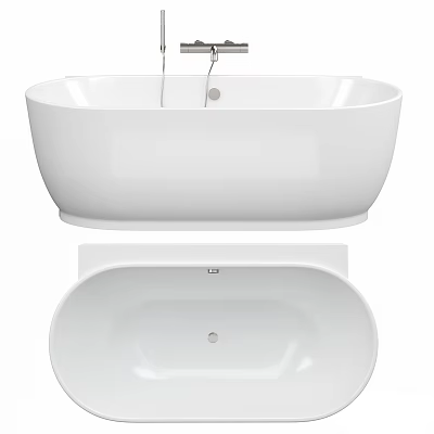 White Freestanding Bathtub With Modern Design Sleek Surface And Chrome Faucet 3d model