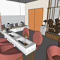 Modern Beauty Hair Salon Interior With Marble Reception Desk Green Plants And Chandelier