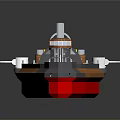 Detailed Warship Scale Model With Orange Deck Gray Hull And Red Bottom 3d model