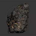 Natural Black Crystalline Stone With Metallic Luster And Brown Matrix