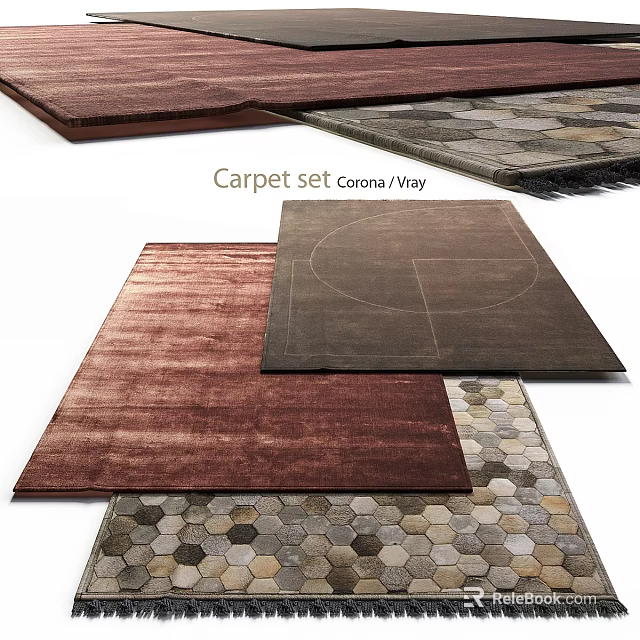 Square Carpets Collection with Various Colors Textures and Geometric Patterns for Modern Decor 3d model