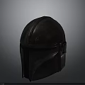 Detailed Structured Metal Mandalorian Helmet With Shiny Surface And Visor
