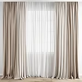Elegant Beige And White Layered Curtains With Sheer Panels And Natural Light For Window