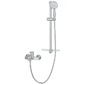 Modern Chrome Bathroom Shower Head Set With Handheld Sprayer And Faucet Components