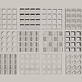 Modern Geometric Partition Panels With Square Circular And Triangular Grid Patterns In White Matrix Layout 3d model
