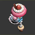 Cute Pink Haired Girl In Maid Outfit With Giant Donut Strawberry Ice Cream And Rollerskates
