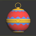 Decorative Spherical Ornament with Red Blue and Gold Color Scheme Star Accent and Top Loop