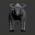 3D Rendered Water Buffalo Model With Detailed Horns And Gray Coloring