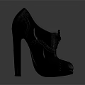 Women's Gray High Heels With Lace Up Block Heel Round Toe And Leather Design